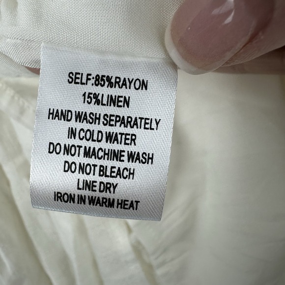 Stolen Hearts Womens‎ Top Shirt Large White sleeveless Side Tie Adjustable Linen - Picture 6 of 16
